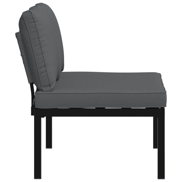 Trädgårdsbänk Med Dynor Svart Aluminium