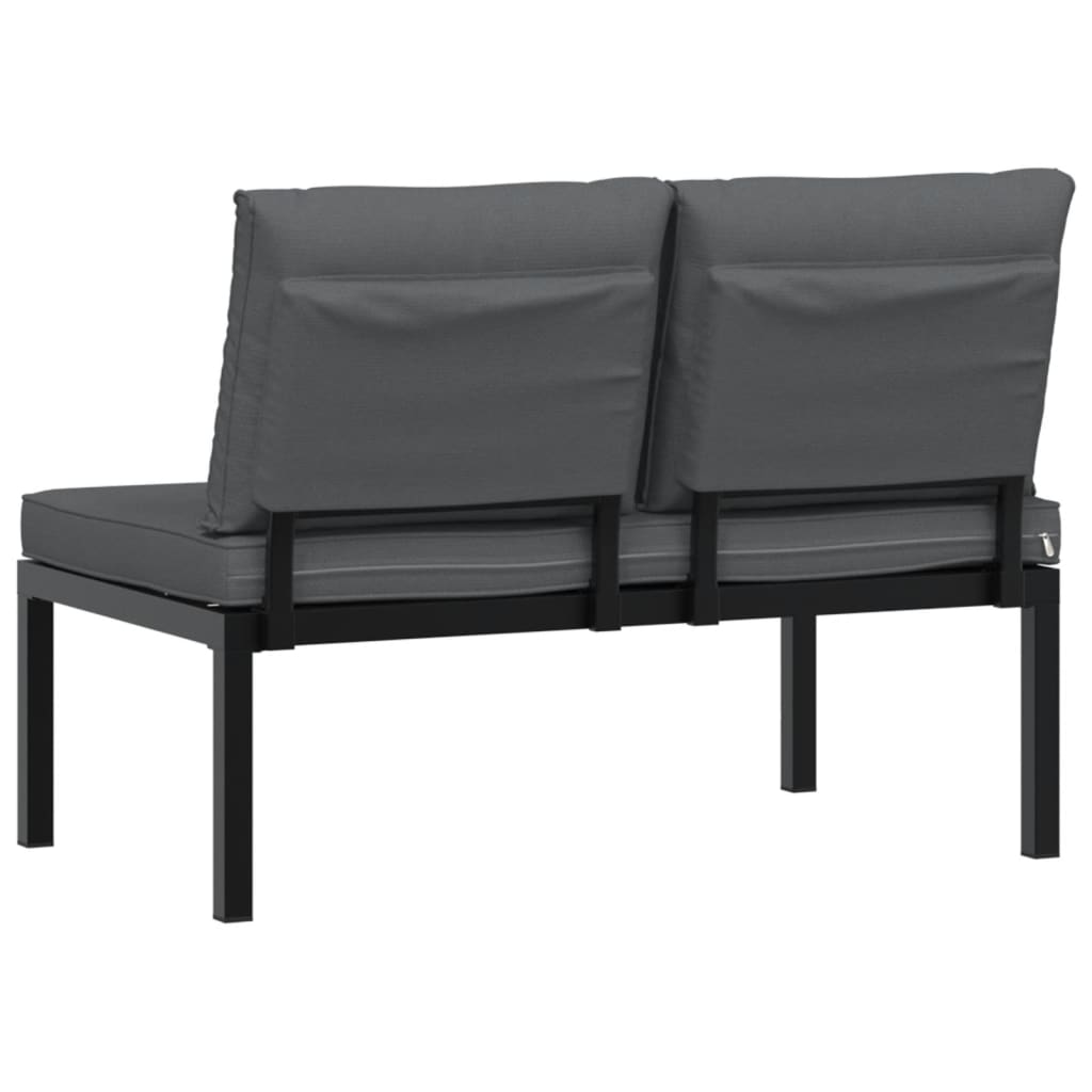 Trädgårdsbänk Med Dynor Svart Aluminium