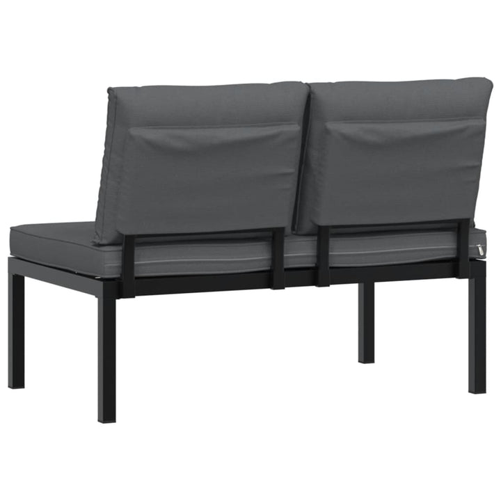 Trädgårdsbänk Med Dynor Svart Aluminium