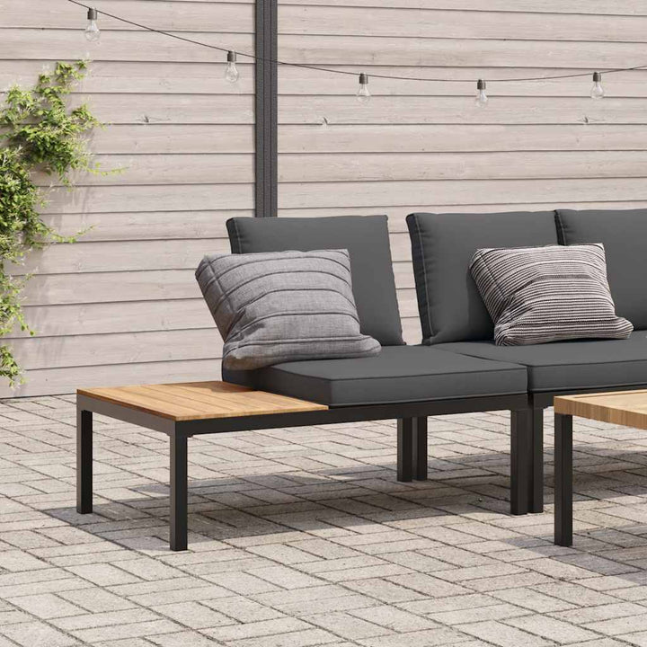 Trädgårdsbänk Med Dynor Svart Aluminium