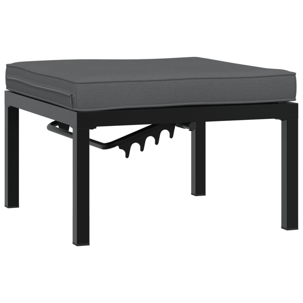 Trädgårdspall Med Dyna Svart Aluminium