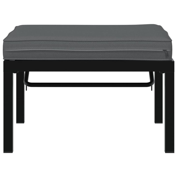 Trädgårdspall Med Dyna Svart Aluminium