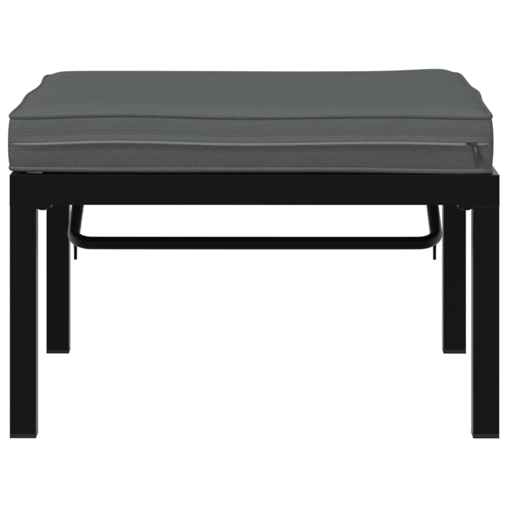 Trädgårdspall Med Dyna Svart Aluminium