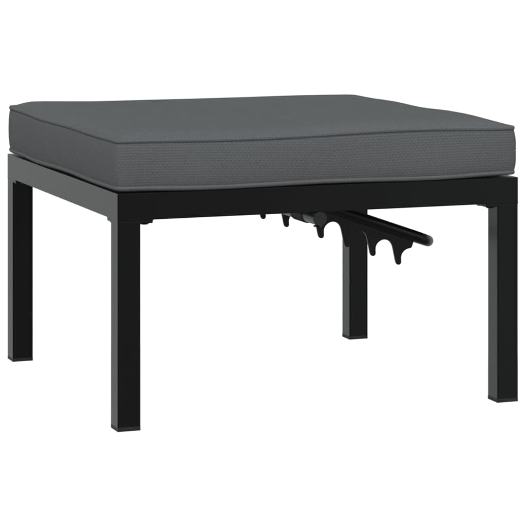 Trädgårdspall Med Dyna Svart Aluminium