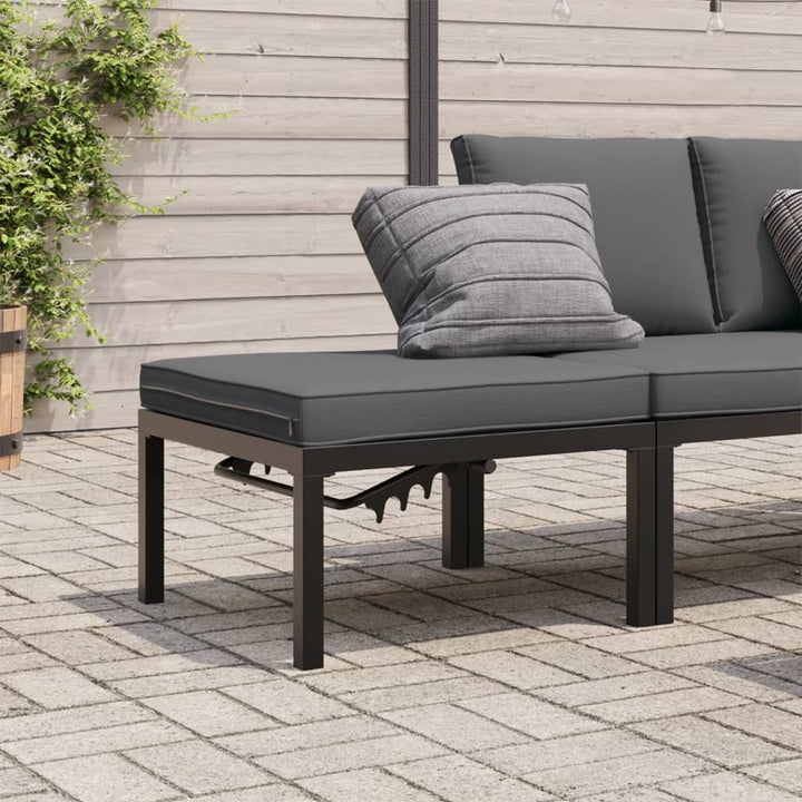 Trädgårdspall Med Dyna Svart Aluminium