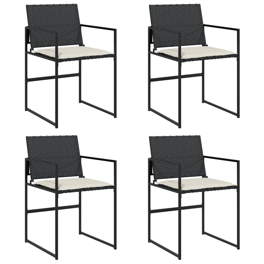 Trädgårdsstolar Med Dynor 4 St Svart Konstrotting