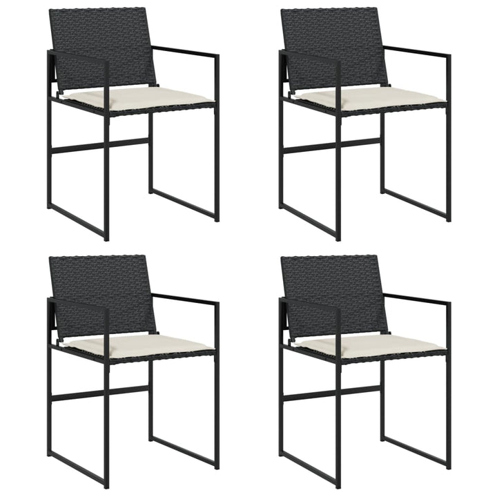 Trädgårdsstolar Med Dynor 4 St Svart Konstrotting