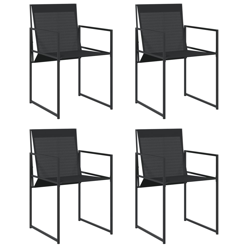 Trädgårdsstolar 4 St Svart Stål Och Textilen