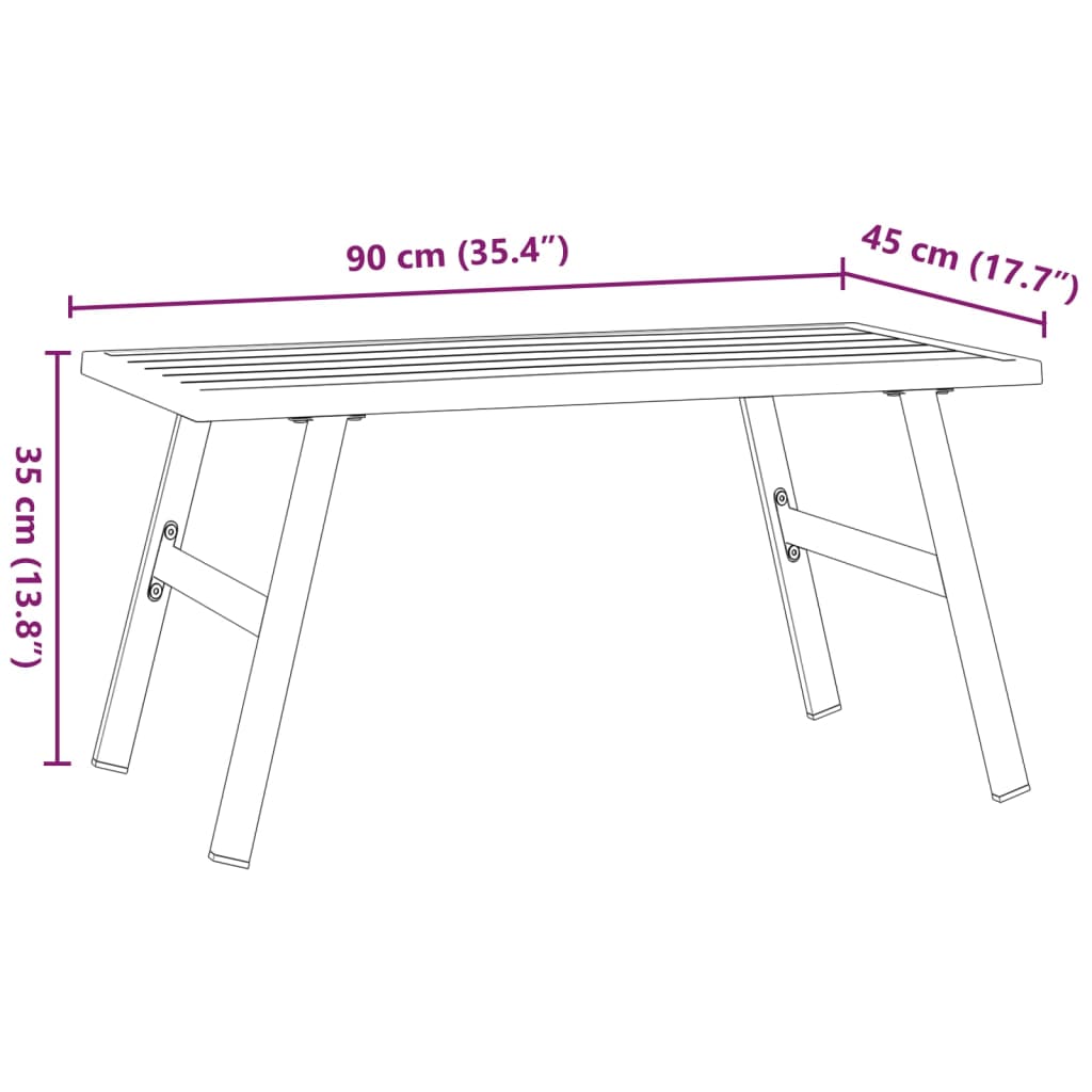 Soffbord För Trädgård Svart 90X45X35 Cm Pulverlackerat Stål