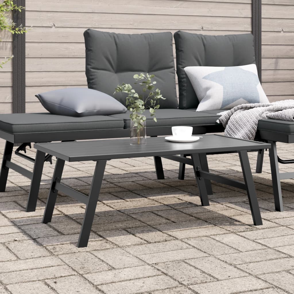 Soffbord För Trädgård Svart 90X45X35 Cm Pulverlackerat Stål