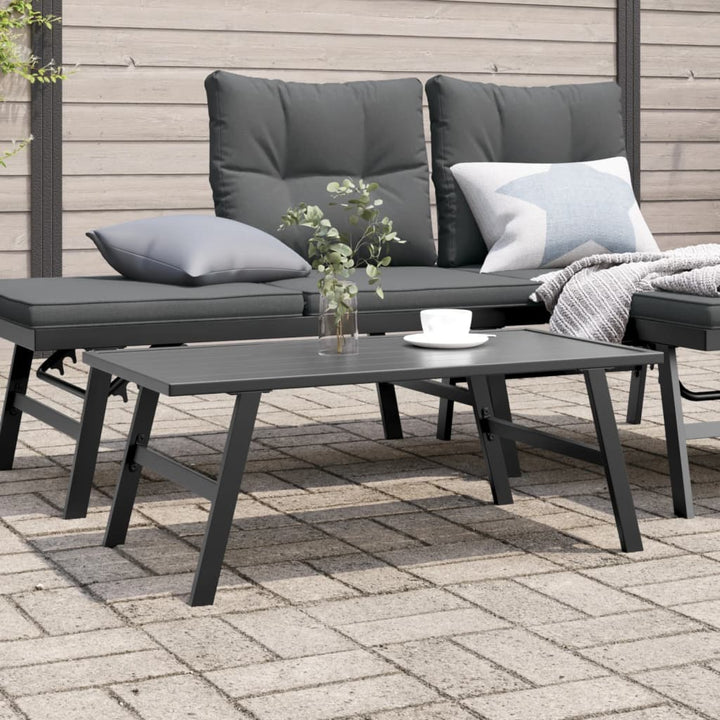 Soffbord För Trädgård Svart 90X45X35 Cm Pulverlackerat Stål