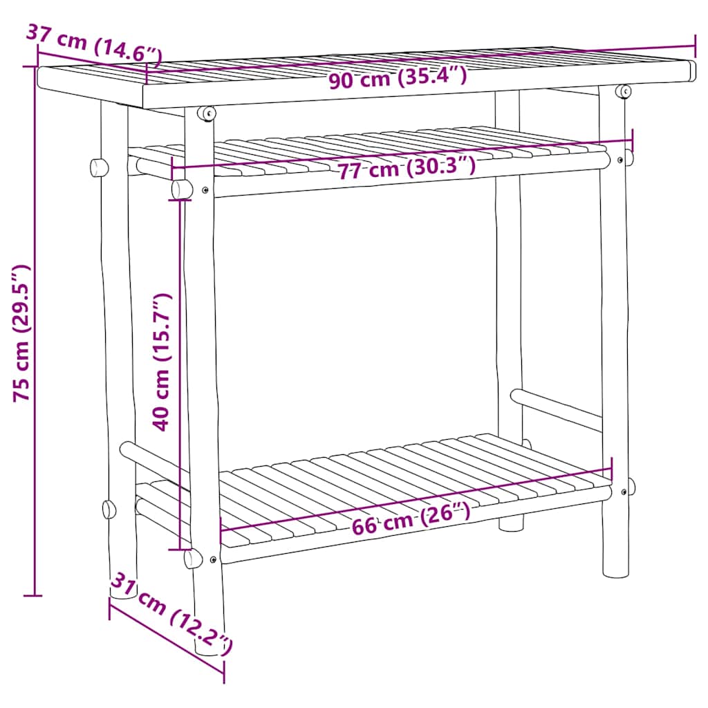 Konsolbord 90X37X75 Cm Bambu