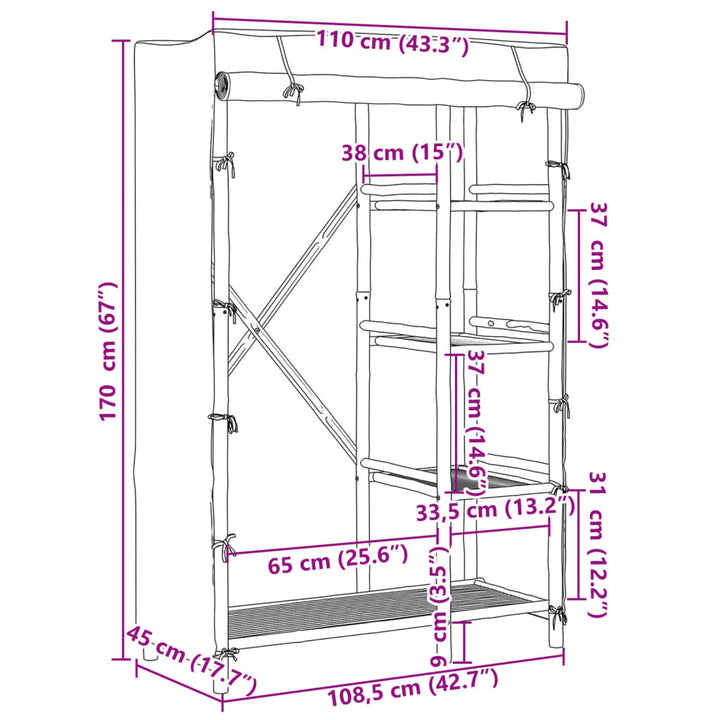 Garderob 110X45X170 Cm Bambu