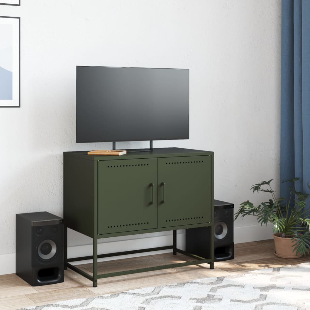 Tv-Skåp Oliv 68,5X39X60,5 Cm Stål