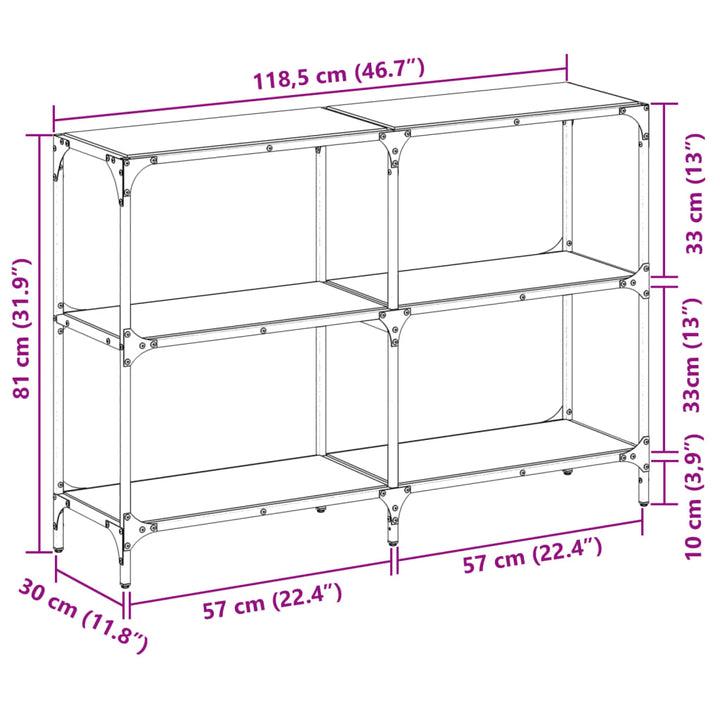 Konsolbord Med Glasskiva 118,5X30X81 Cm Stål