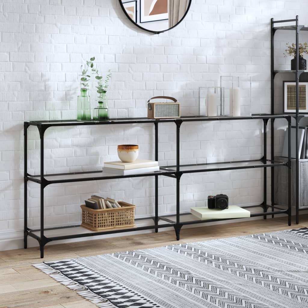 Konsolbord Med Glasskiva 118,5X30X81 Cm Stål