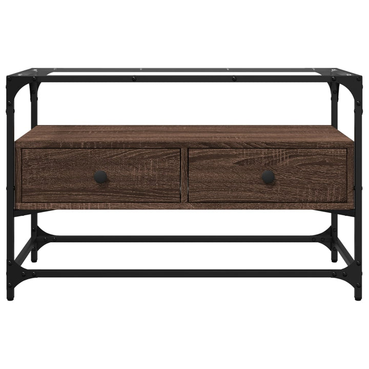 Tv-Bänk Med Glasskiva 80X35X51 Cm Konstruerat Trä