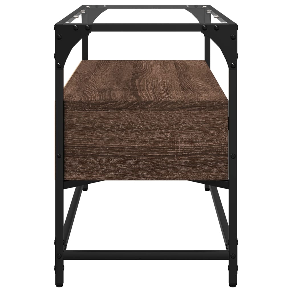 Tv-Bänk Med Glasskiva 80X35X51 Cm Konstruerat Trä