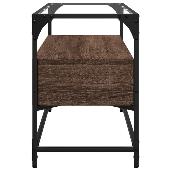 Tv-Bänk Med Glasskiva 80X35X51 Cm Konstruerat Trä