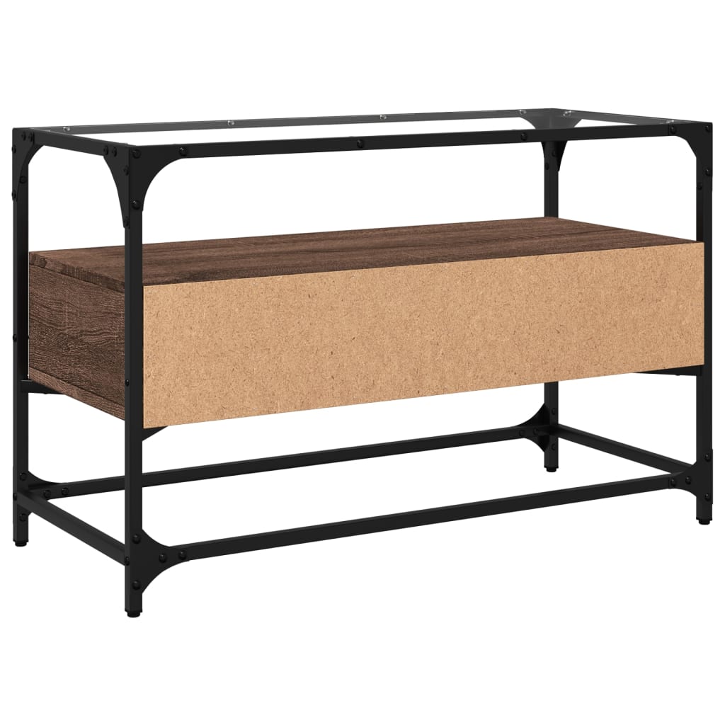 Tv-Bänk Med Glasskiva 80X35X51 Cm Konstruerat Trä