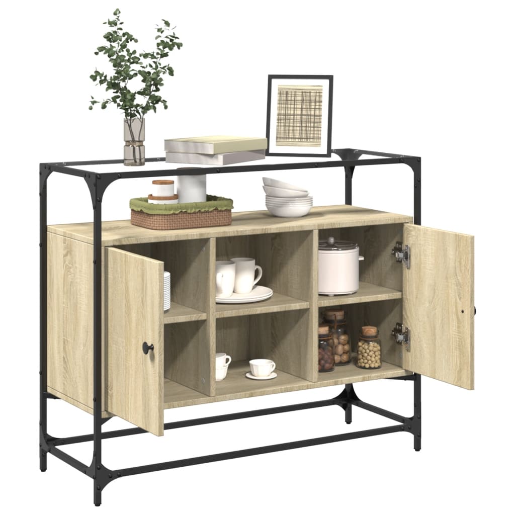 Skänk Med Glasskiva Sonoma-Ek 98X35X81 Cm Konstruerat Trä