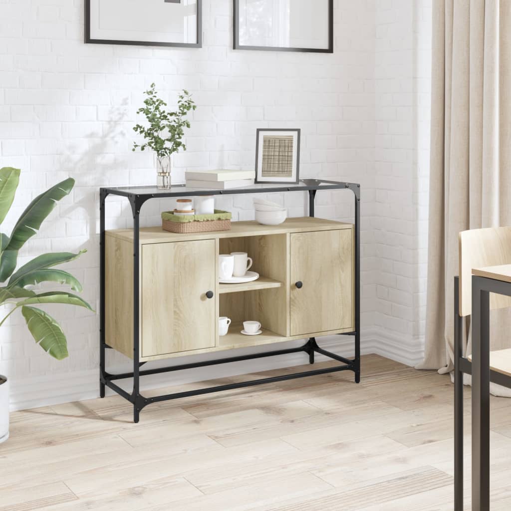 Skänk Med Glasskiva Sonoma-Ek 98X35X81 Cm Konstruerat Trä