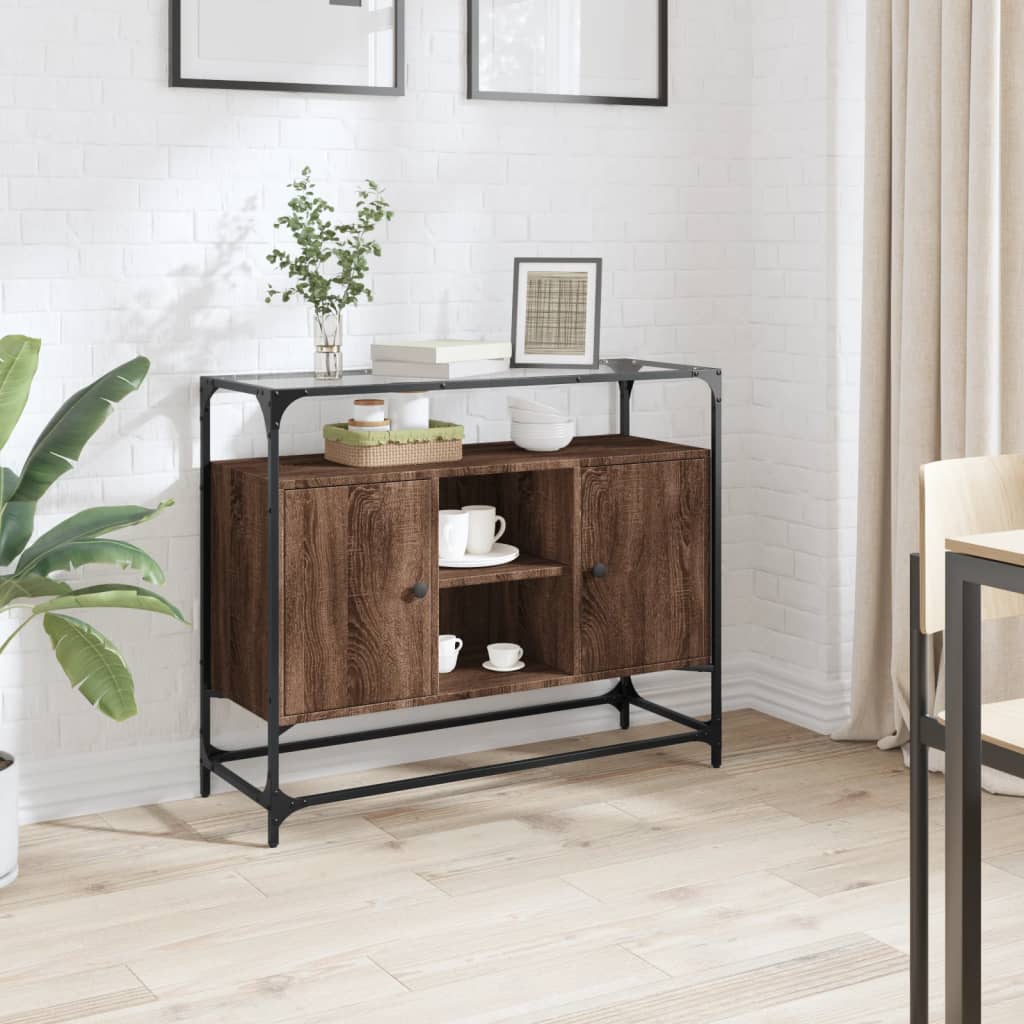 Skänk Med Glasskiva Sonoma-Ek 98X35X81 Cm Konstruerat Trä