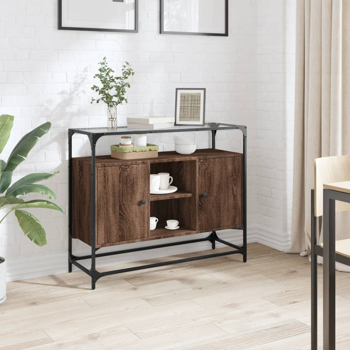Skänk Med Glasskiva Sonoma-Ek 98X35X81 Cm Konstruerat Trä