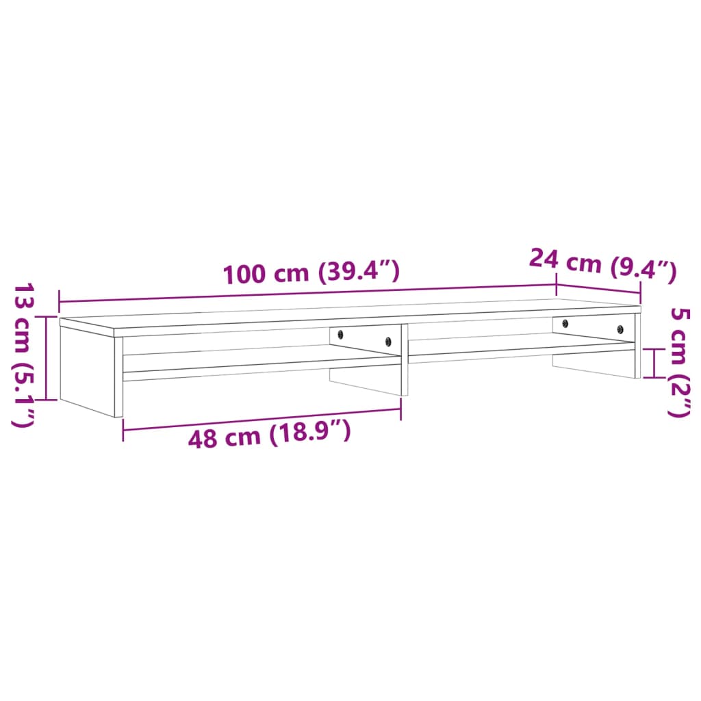 Skärmställ 100X24X13 Cm Massiv Furu