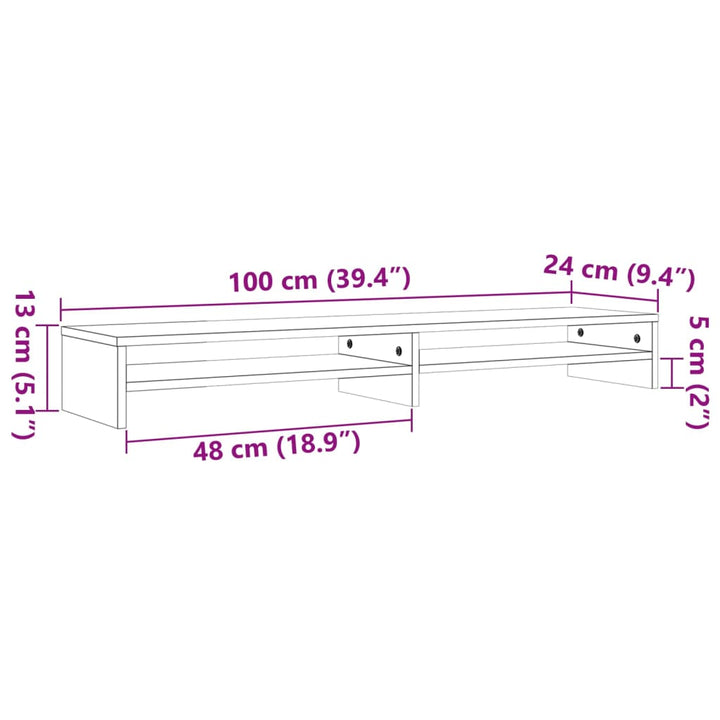 Skärmställ 100X24X13 Cm Massiv Furu