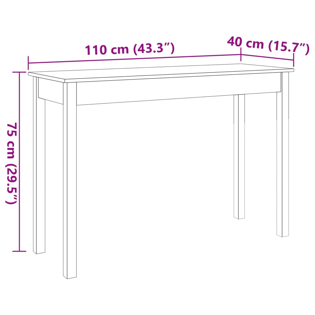 Konsolbord 110X40X75 Cm Massiv Furu