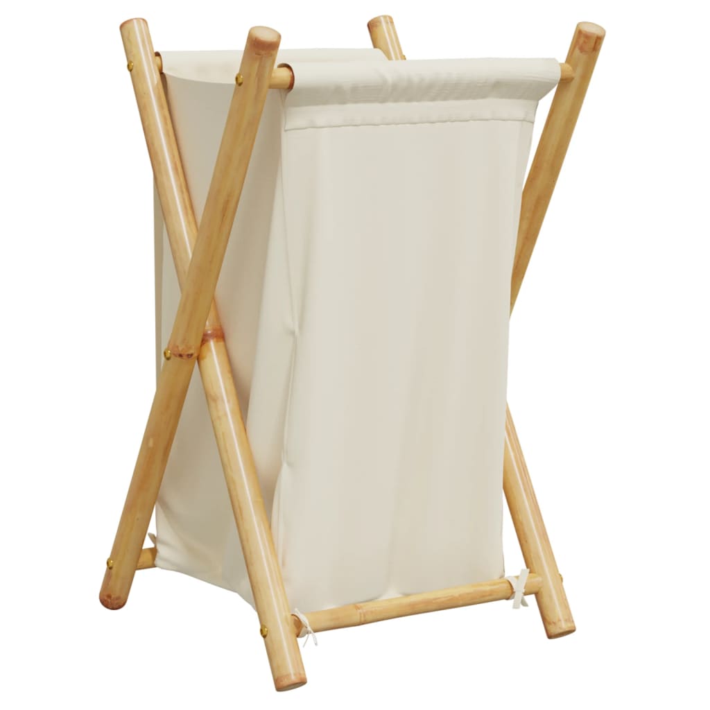 Tvättkorg Gräddvit 41,5X36X63,5 Cm Bambu
