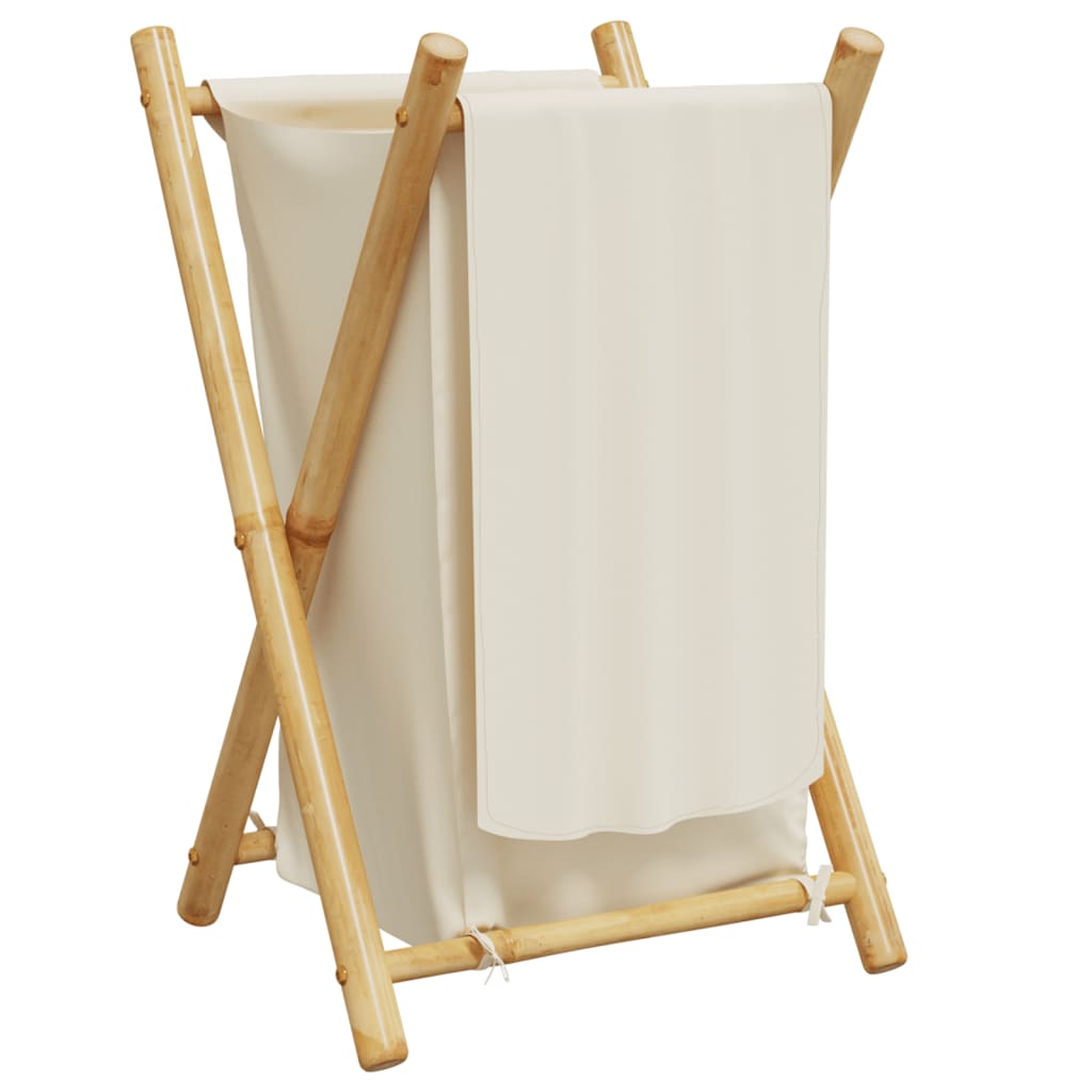 Tvättkorg Gräddvit 41,5X36X63,5 Cm Bambu
