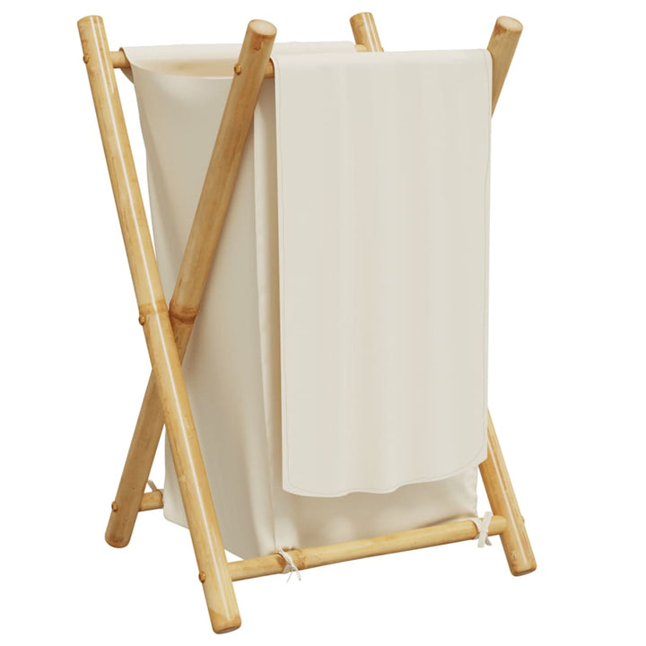 Tvättkorg Gräddvit 41,5X36X63,5 Cm Bambu