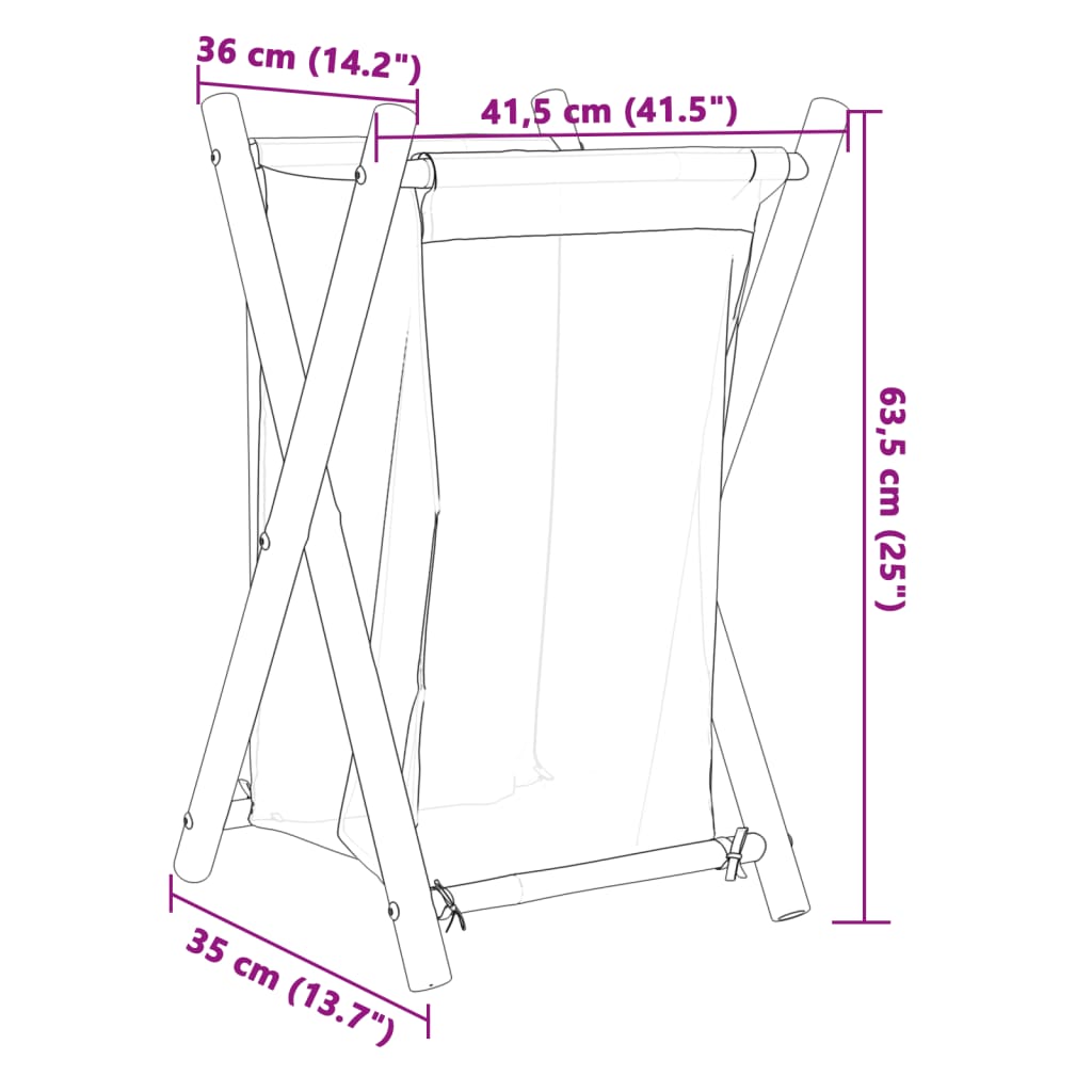 Tvättkorg Gräddvit 41,5X36X63,5 Cm Bambu