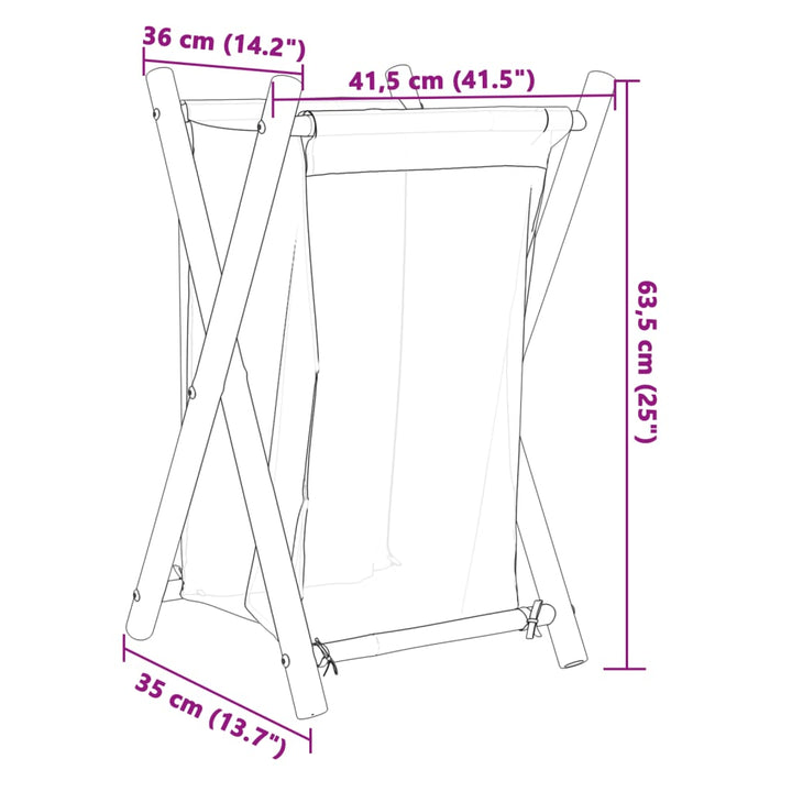 Tvättkorg Gräddvit 41,5X36X63,5 Cm Bambu