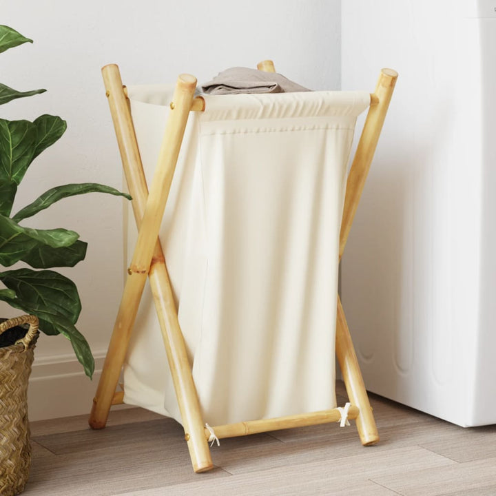 Tvättkorg Gräddvit 41,5X36X63,5 Cm Bambu
