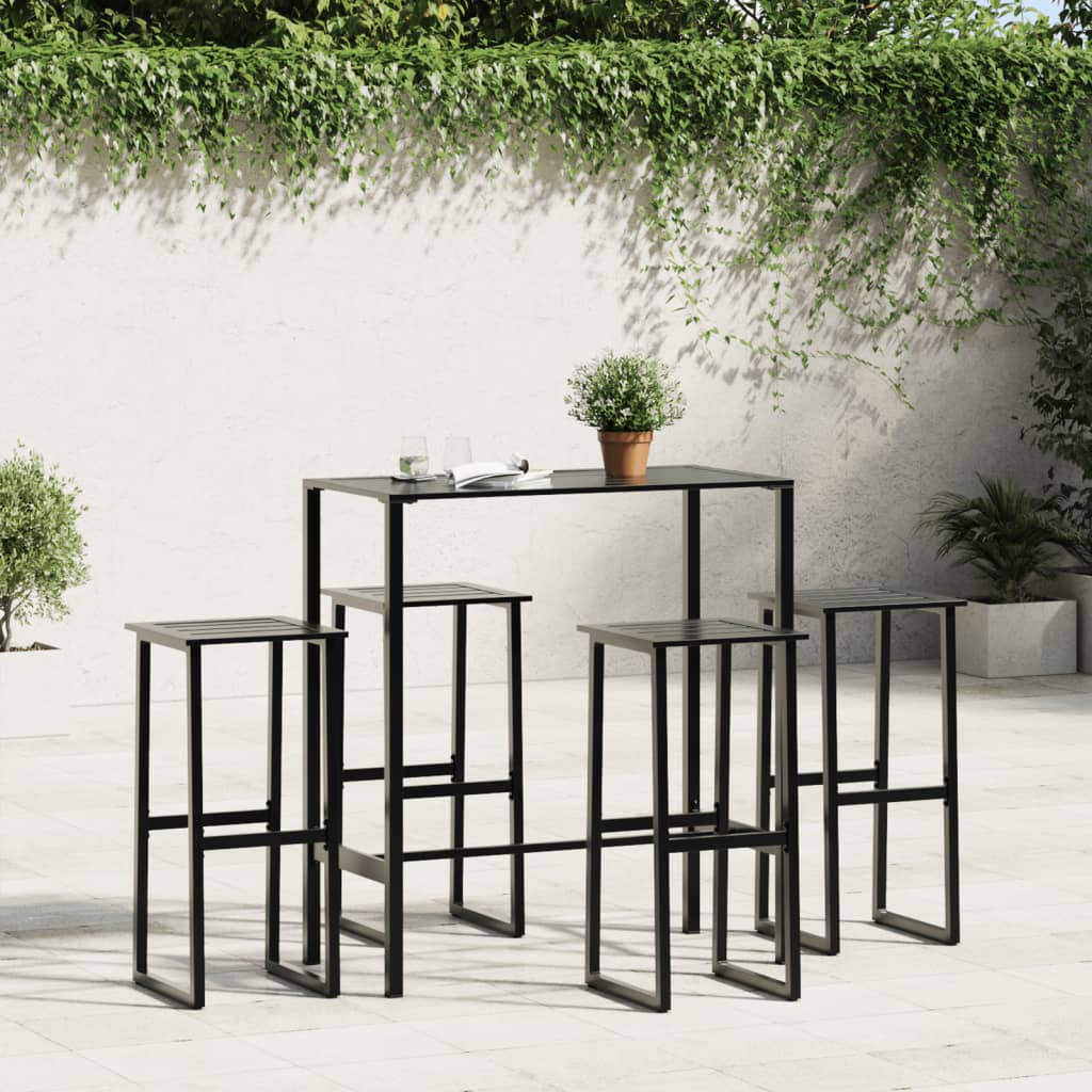 Barstolar 4 St Svart 38X38X80 Cm Pulverlackerat Stål