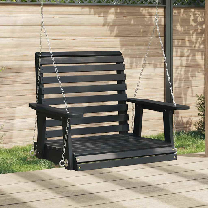 Hängstol Med Metallkedjor Massivt Granträ