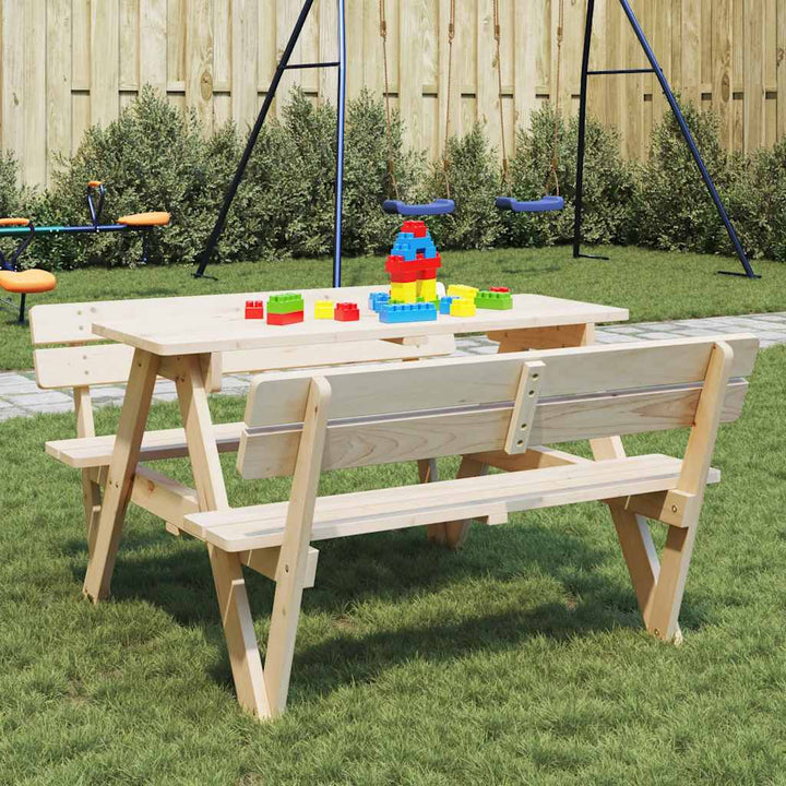 Picknickbord Med Parasollhål För 4 Barn Massivt Granträ