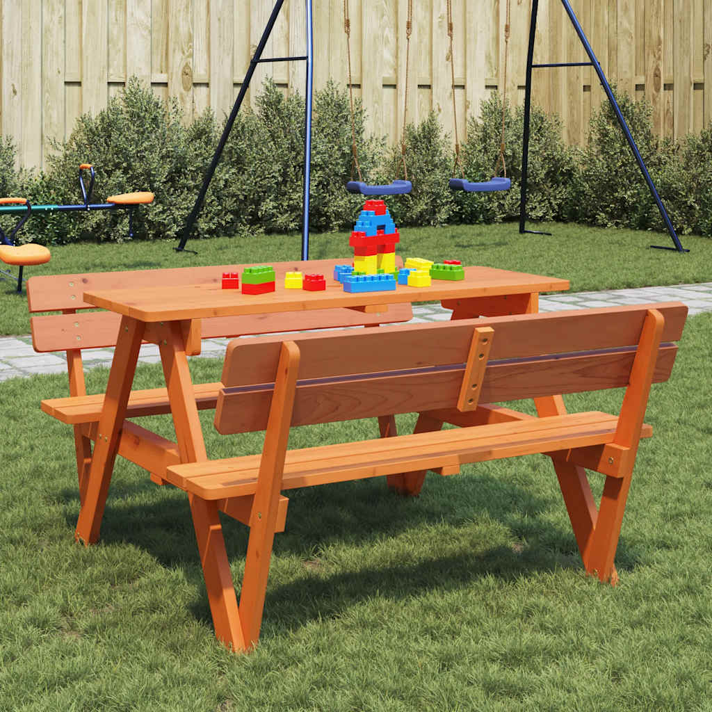 Picknickbord Med Parasollhål För 4 Barn Massivt Granträ