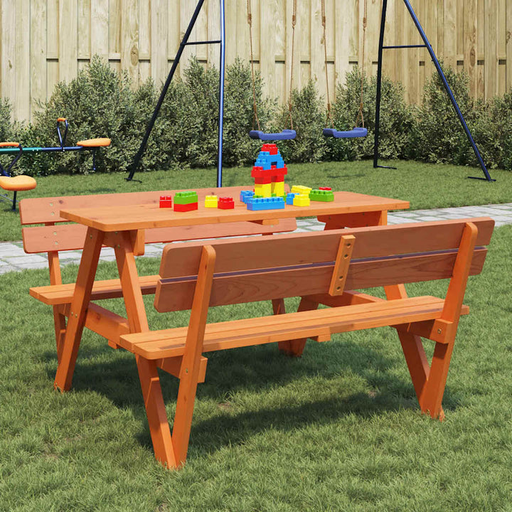 Picknickbord Med Parasollhål För 4 Barn Massivt Granträ