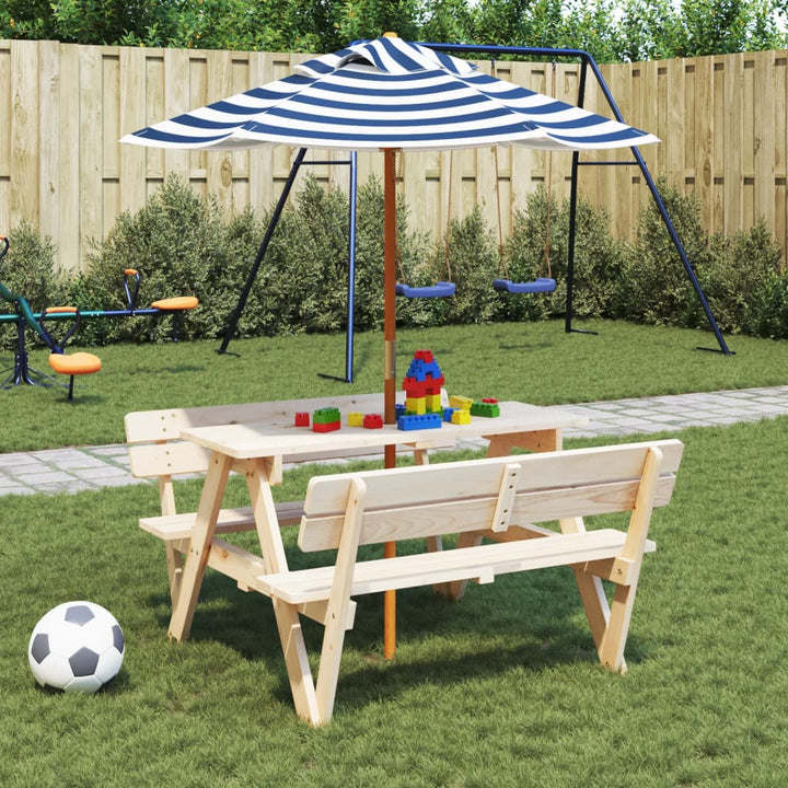 Trädgårdsparasoll Med Trästång För Barn Ø120X140 Cm