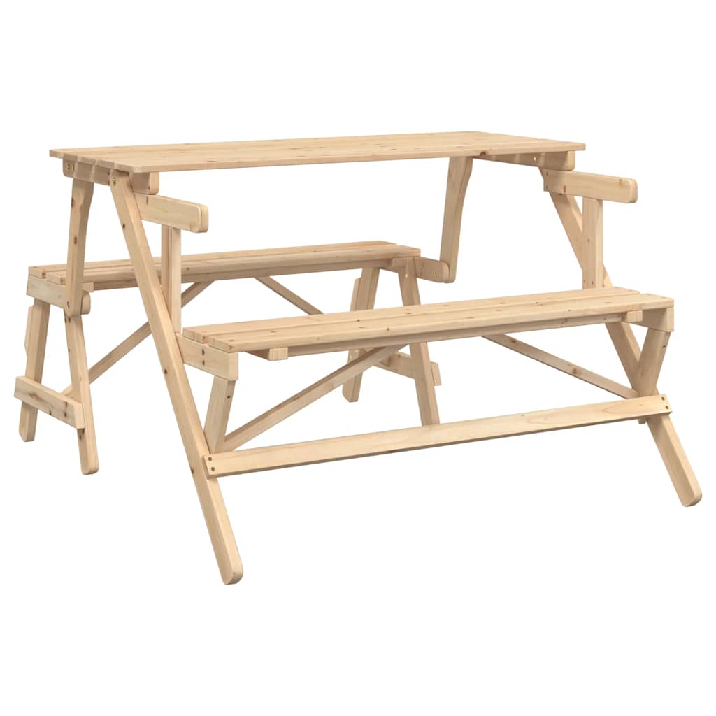 Picknickbord Med Bänkar Massivt Granträ 2-I-1