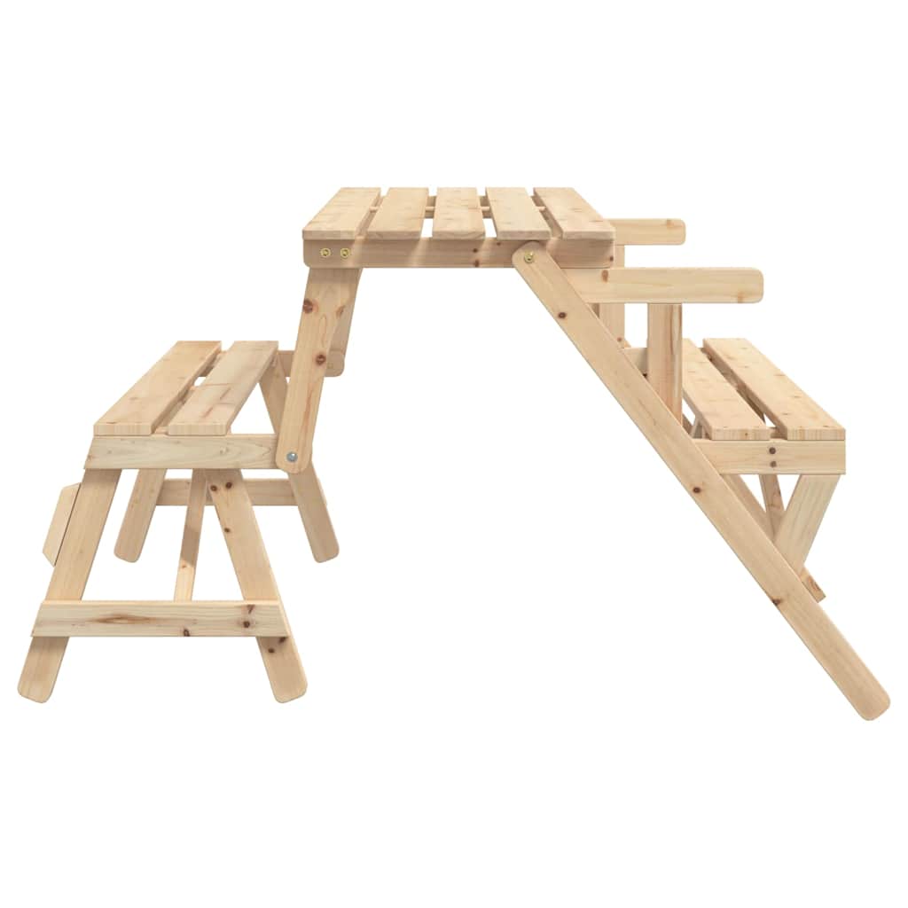 Picknickbord Med Bänkar Massivt Granträ 2-I-1