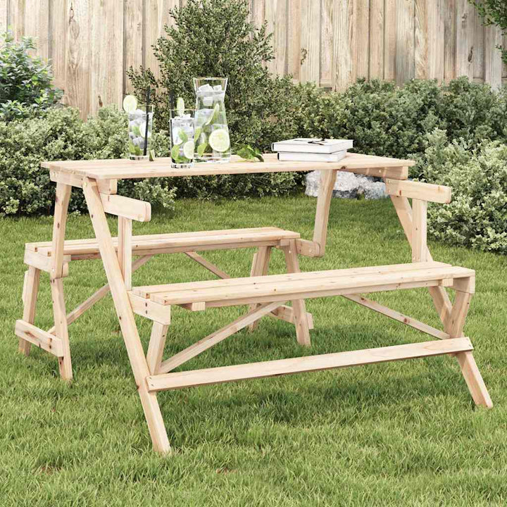 Picknickbord Med Bänkar Massivt Granträ 2-I-1
