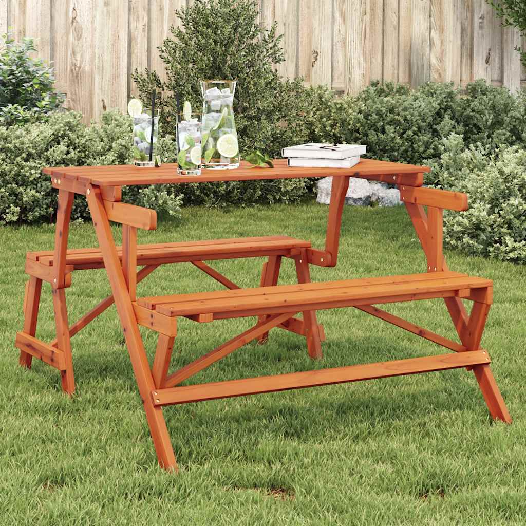 Picknickbord Med Bänkar Massivt Granträ 2-I-1