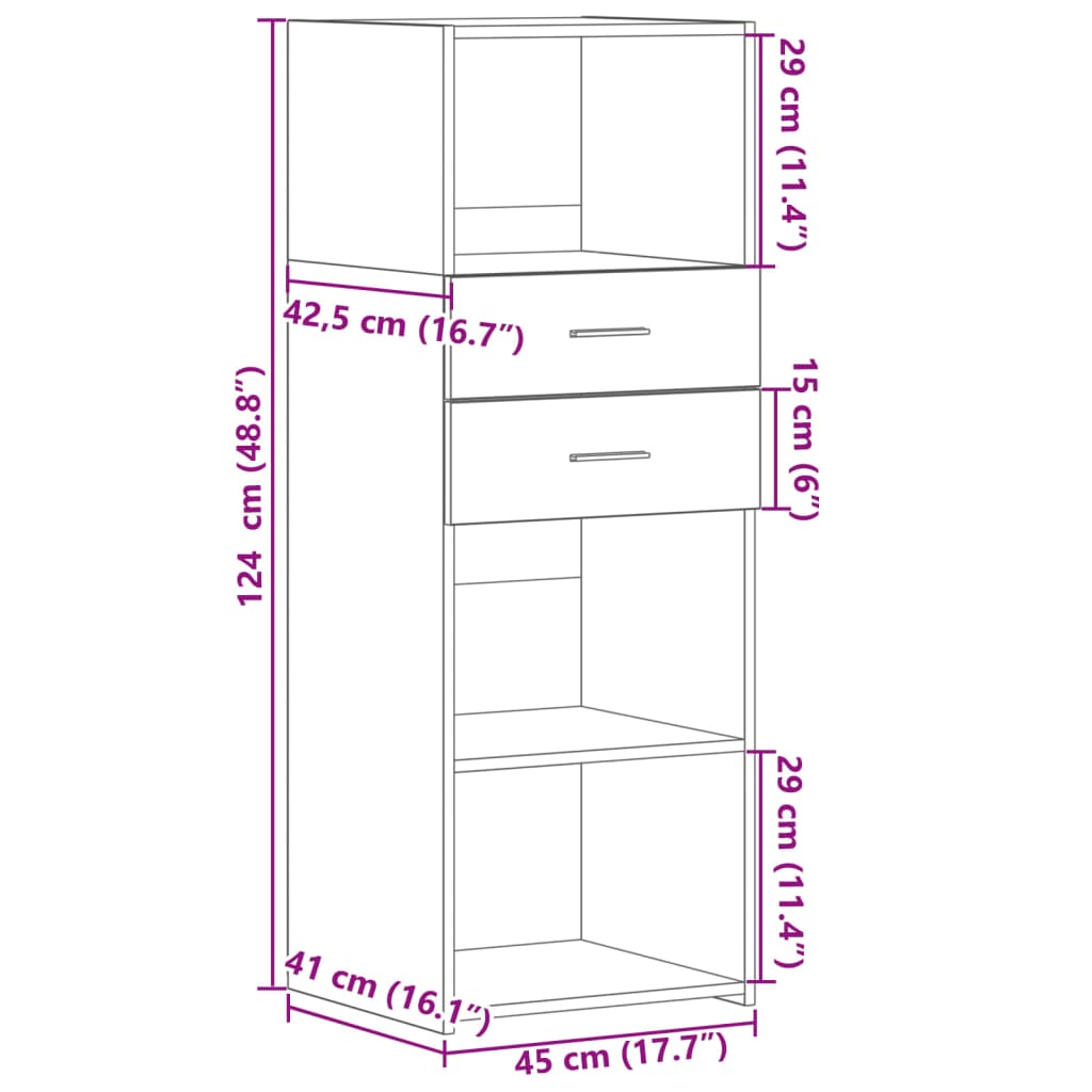 Högskåp 45X42,5X124 Cm Konstruerat Trä