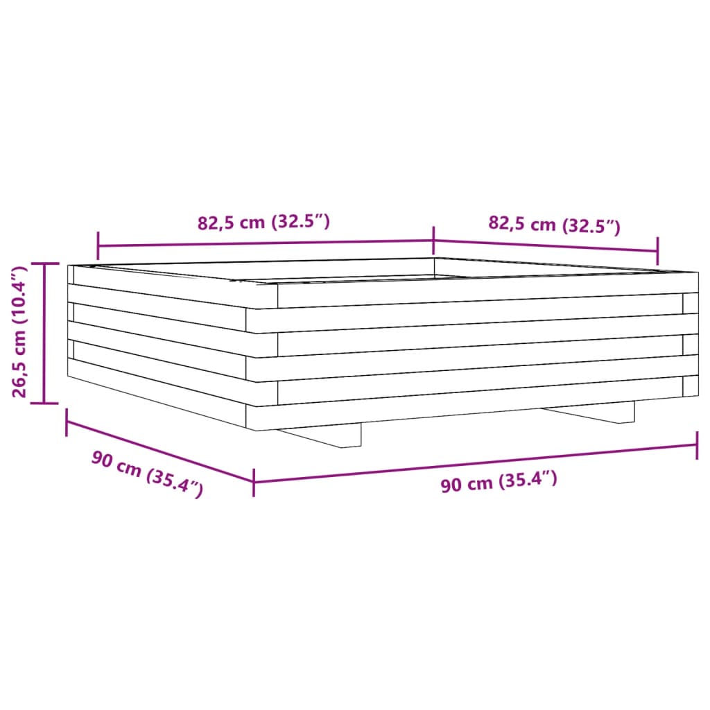 Odlingslåda 90X90X26,5 Cm Massivt Furuträ