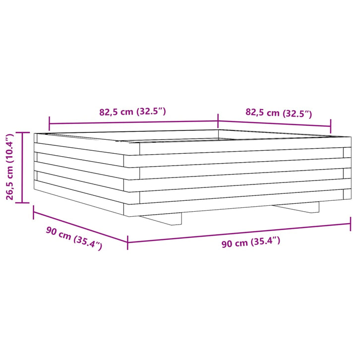 Odlingslåda Vaxbrun 90X90X26,5 Cm Massiv Furu